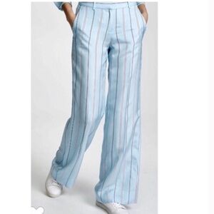 Derek Lam Satin Pin Stripe Pants in Light Blue